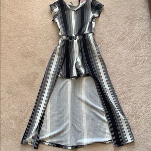 1st kiss kids black and white romper